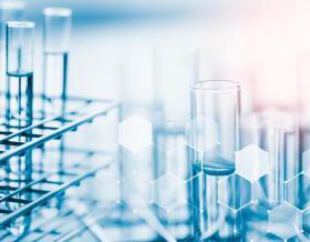 实验室玻璃器皿，含化学液体，科学研究，科学背景